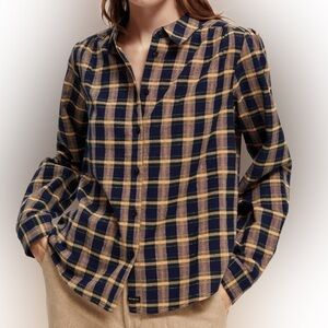 Scotch & Soda Navy and Yellow Plaid Button Down Shirt